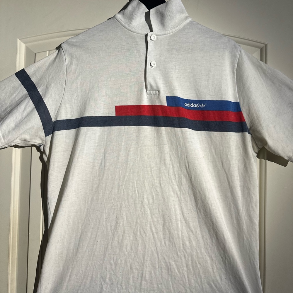 Vintage Adidas Trefoil Stripe Polo Shirt 1980s